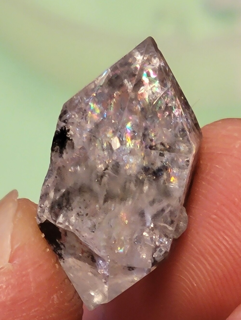 🌈 20.95ctw Herkimer Diamond Crystal Double Terminated Rainbow Inclusions - Picture 5 of 6